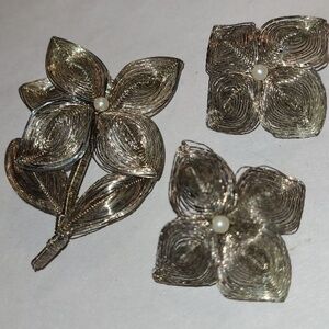 Women's Germany Stamped Brooch and Earrings Bundle